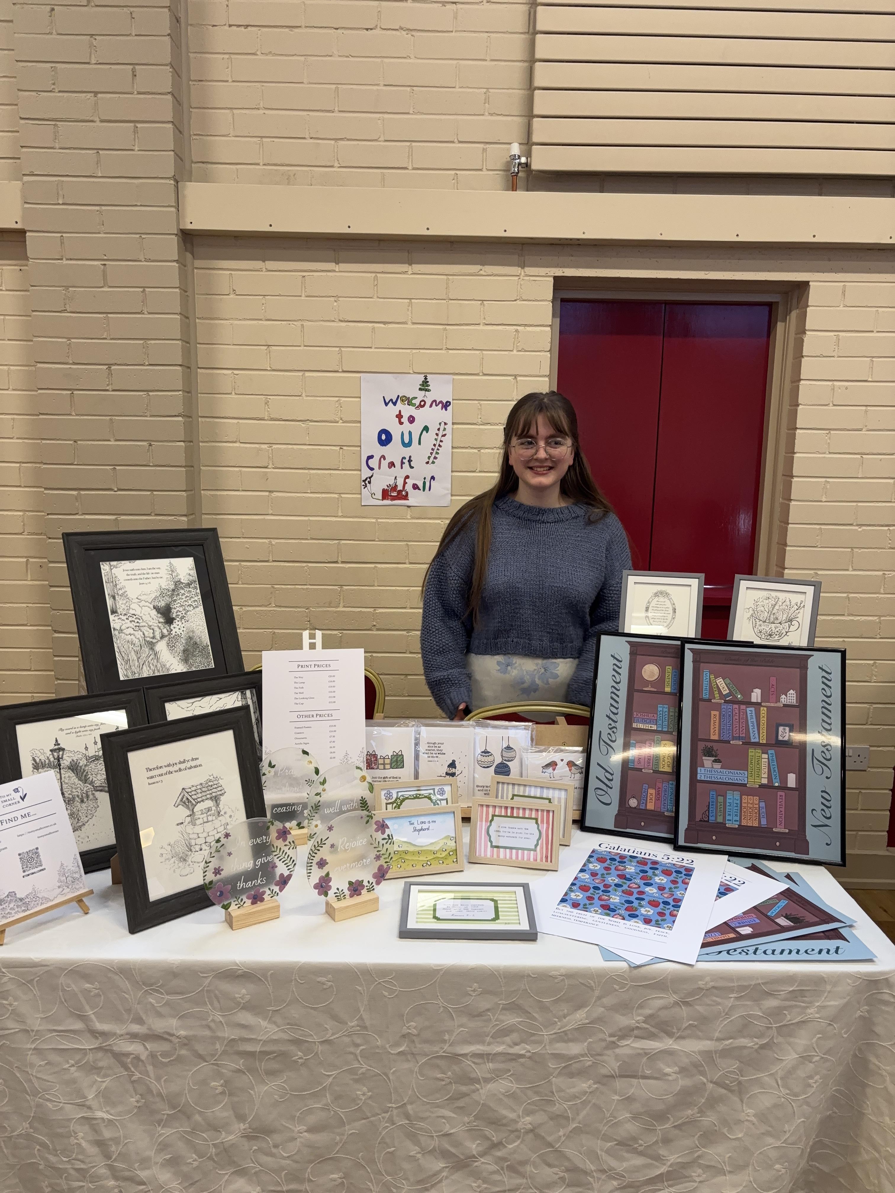 Hannah at her art stall